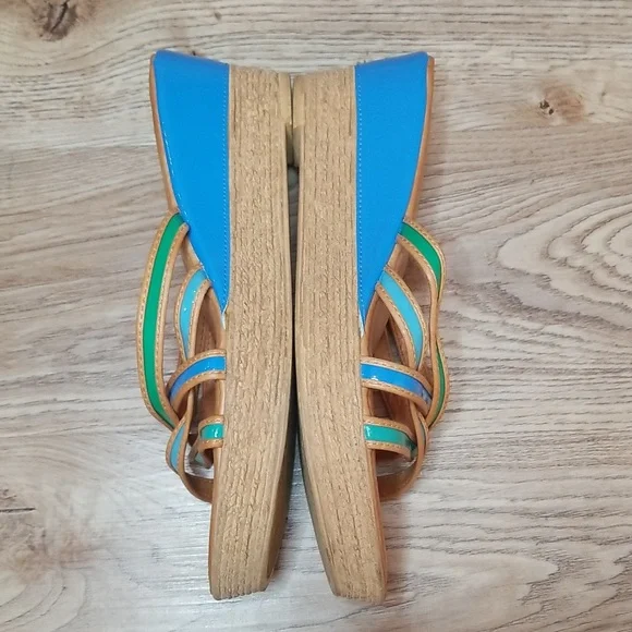 Italian Shoe Makers Womens Open Toe Slide On Top Strap Wedge Heel Sandals - Picture 6 of 11